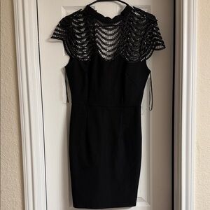 Fashion Nova Black Mini Dress with Lace Detail